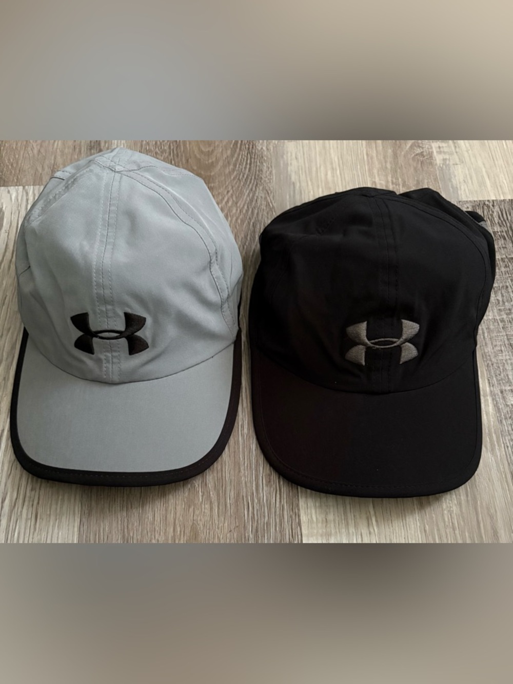 Under Armour Two-Pack Performance Caps in Black and Light Gray